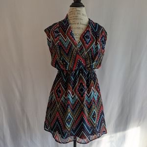 Davina Geometric Aztec Chiffon Dress